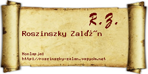Roszinszky Zalán névjegykártya